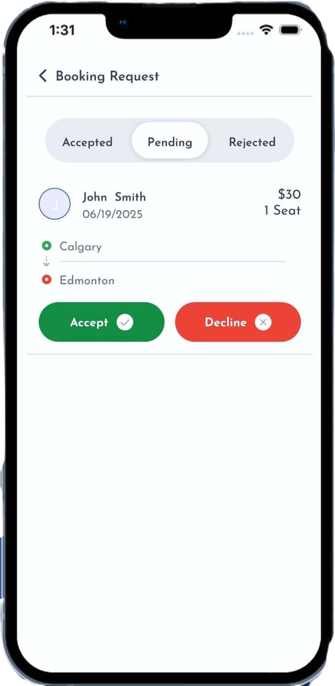 My posted rides dashboard
